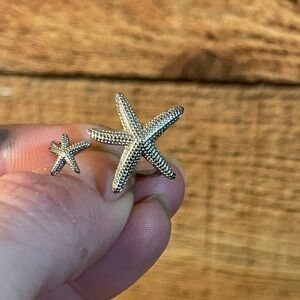 Silver adjustable starfish ring